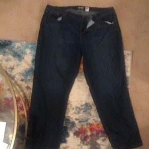 Dark washed blue jeans